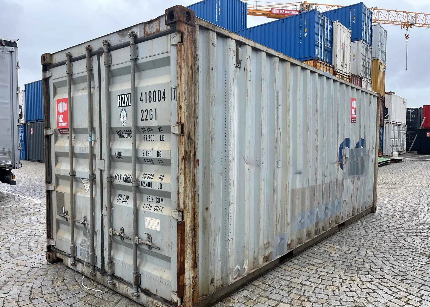 Seecontainer 20 Fuß, hellgrau, gebraucht
