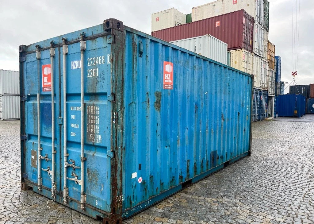 Seecontainer 20 Fuß, blau, gebraucht